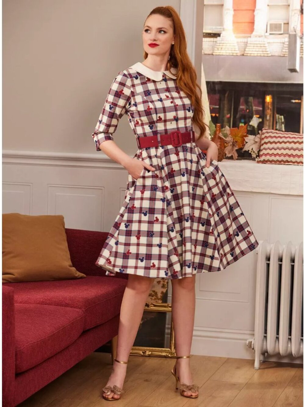 Her Universe Disney Mickey Mouse Plaid Retro Dress